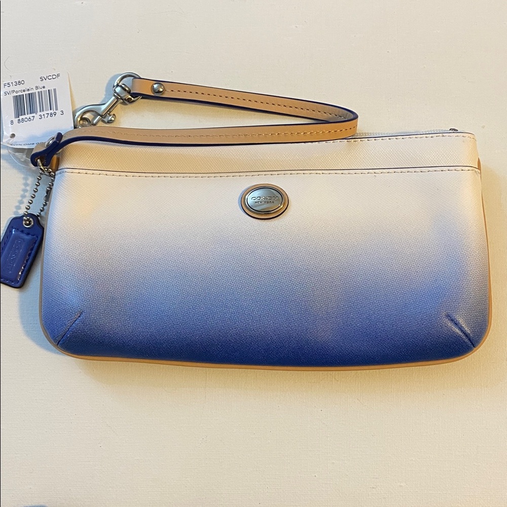 Coach Peyton Blue Ombré Clutch Purse Wristlet Wallet